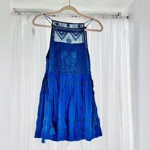Free People Blue Crochet Dress S